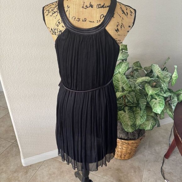 TANGO Black Pleated Halter Dress with Beaded Neckline – Size Large - Picture 4 of 5